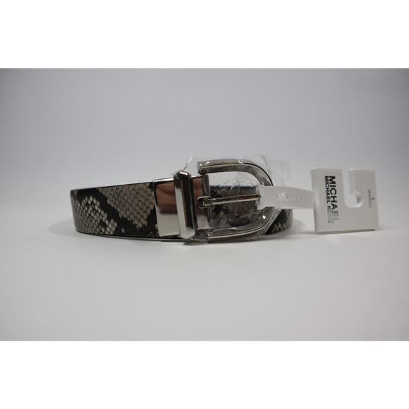 MICHAEL Michael Kors Grey‎ Snake and Black MK Reversible Belt Size S - Picture 2 of 6